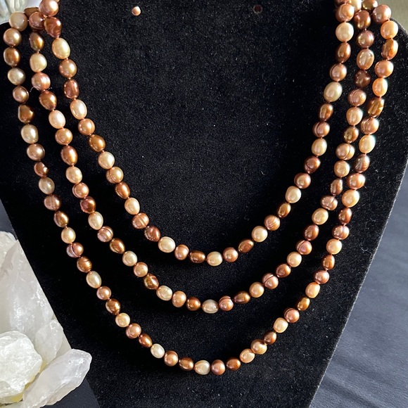 Jewelry - Freshwater pearl NWOT necklace.54” genuine single strand rope length & 14KT gold